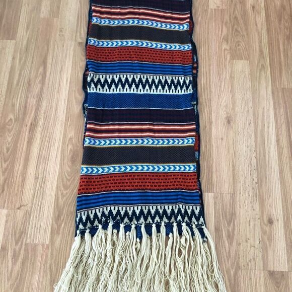 Aztec Knit Fringed Scarf  - Picture 3 of 5
